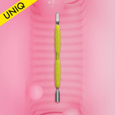 Kopytko do manicure Gummy z silikonową rękojeścią UNIQ 10 TYPE 5 (popychacz wąski zaokrąglony i ostrze proste)