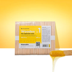 Шпатель №1 STALEKS PRO для депіляції деревʼяний (лопатка) 150x17 mm (100 шт)