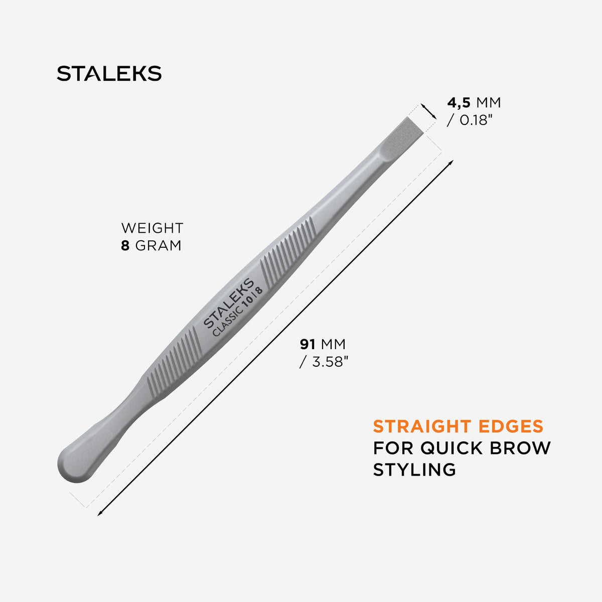 STALEKS CLASSIC 10 TYPE 8 Пінцет для брів широкий прямий, форма «краб»