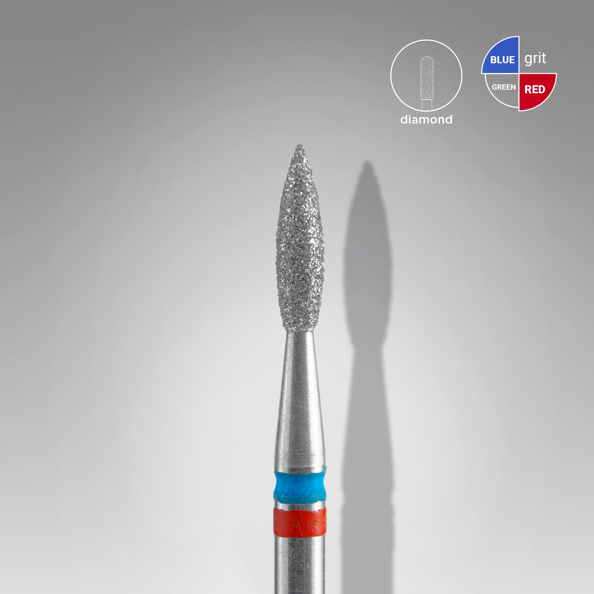 STALEKS EXPERT Frez diamentowy DUO „Płomień” czerwono-niebieski, średnica 2,1 mm, część robocza 8 mm