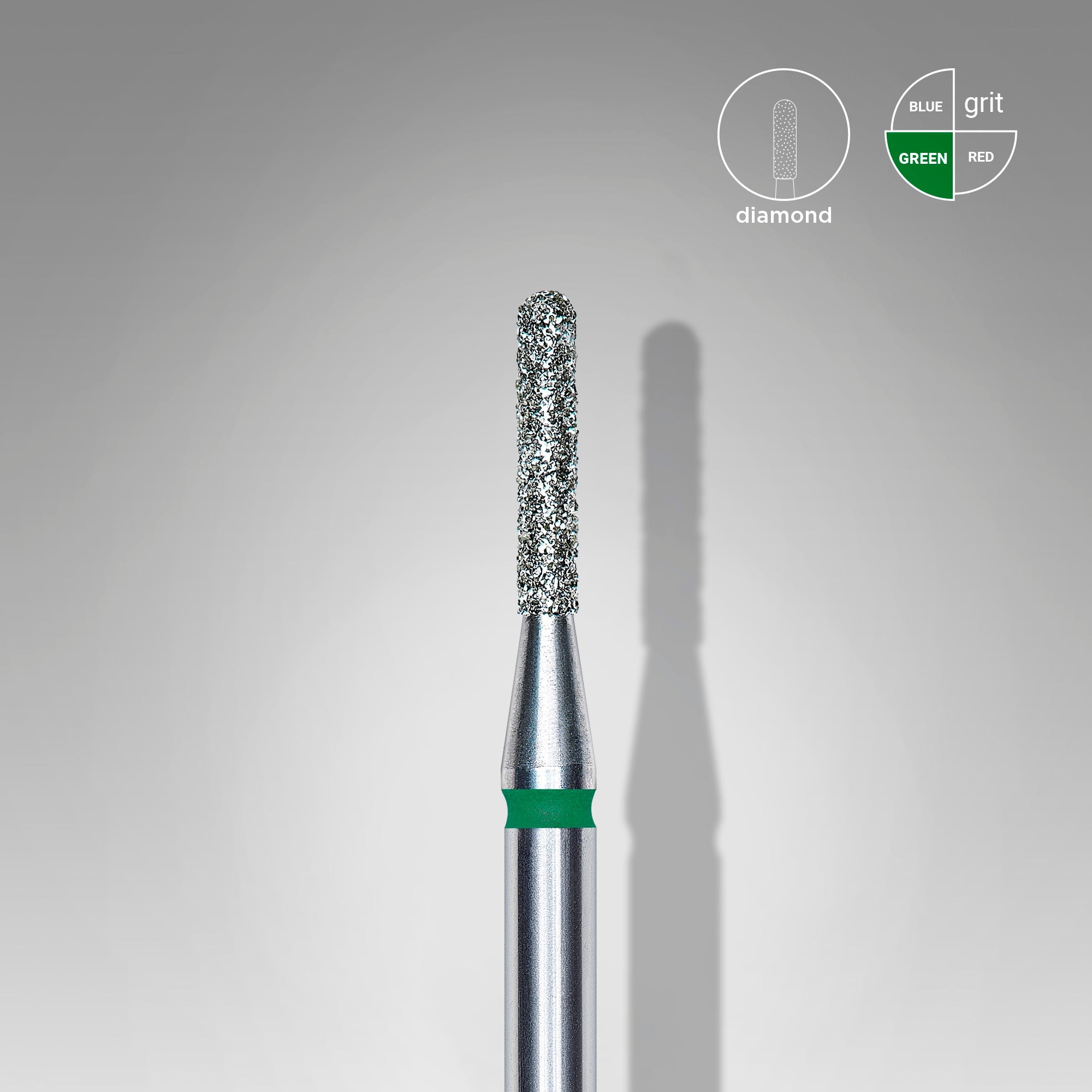 STALEKS EXPERT Frez diamentowy cylinder zaokrąglony zielony, średnica 1,4 mm, część robocza 8 mm