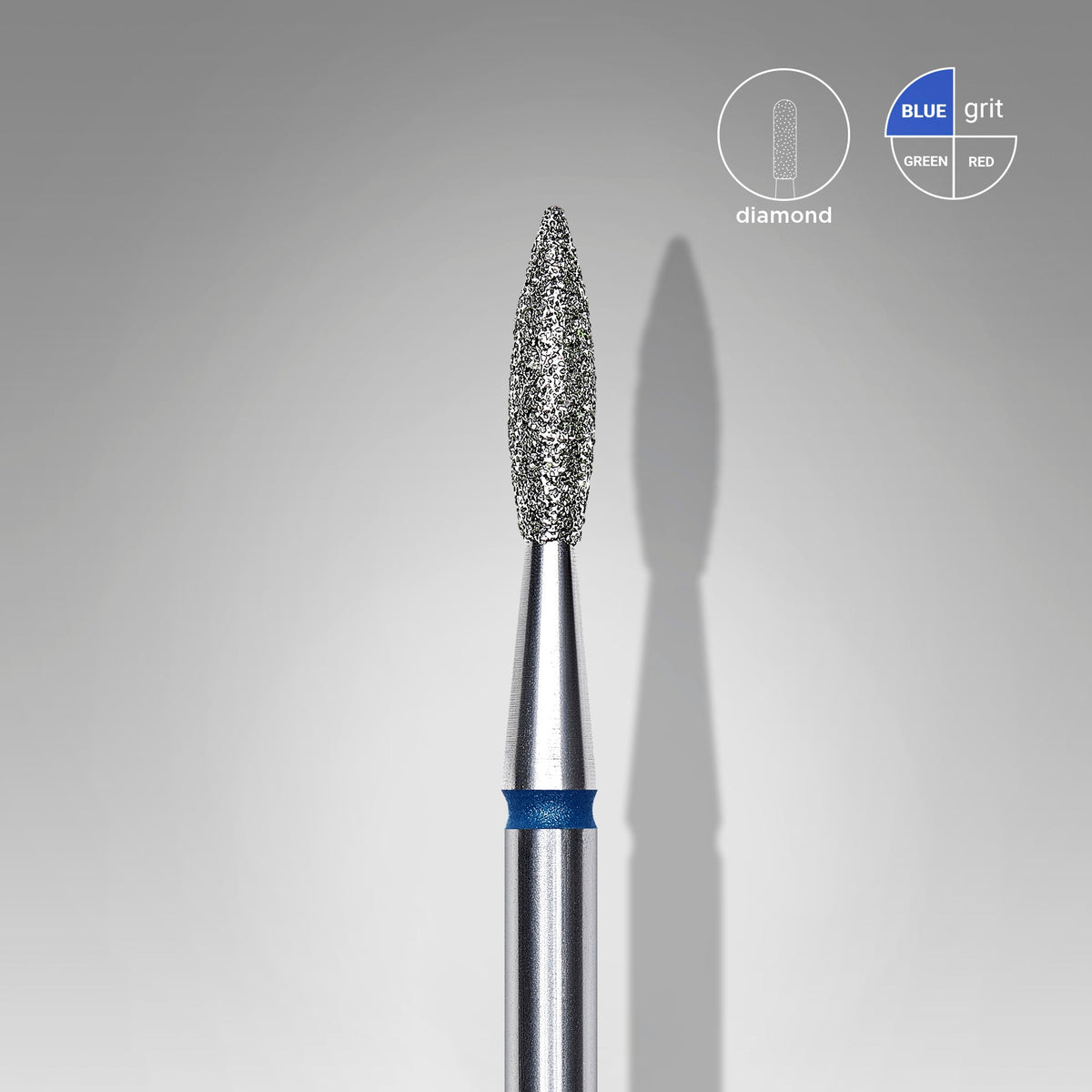 STALEKS EXPERT Frez diamentowy „płomień ostry” niebieski, średnica 2,1 mm, część robocza 8 mm