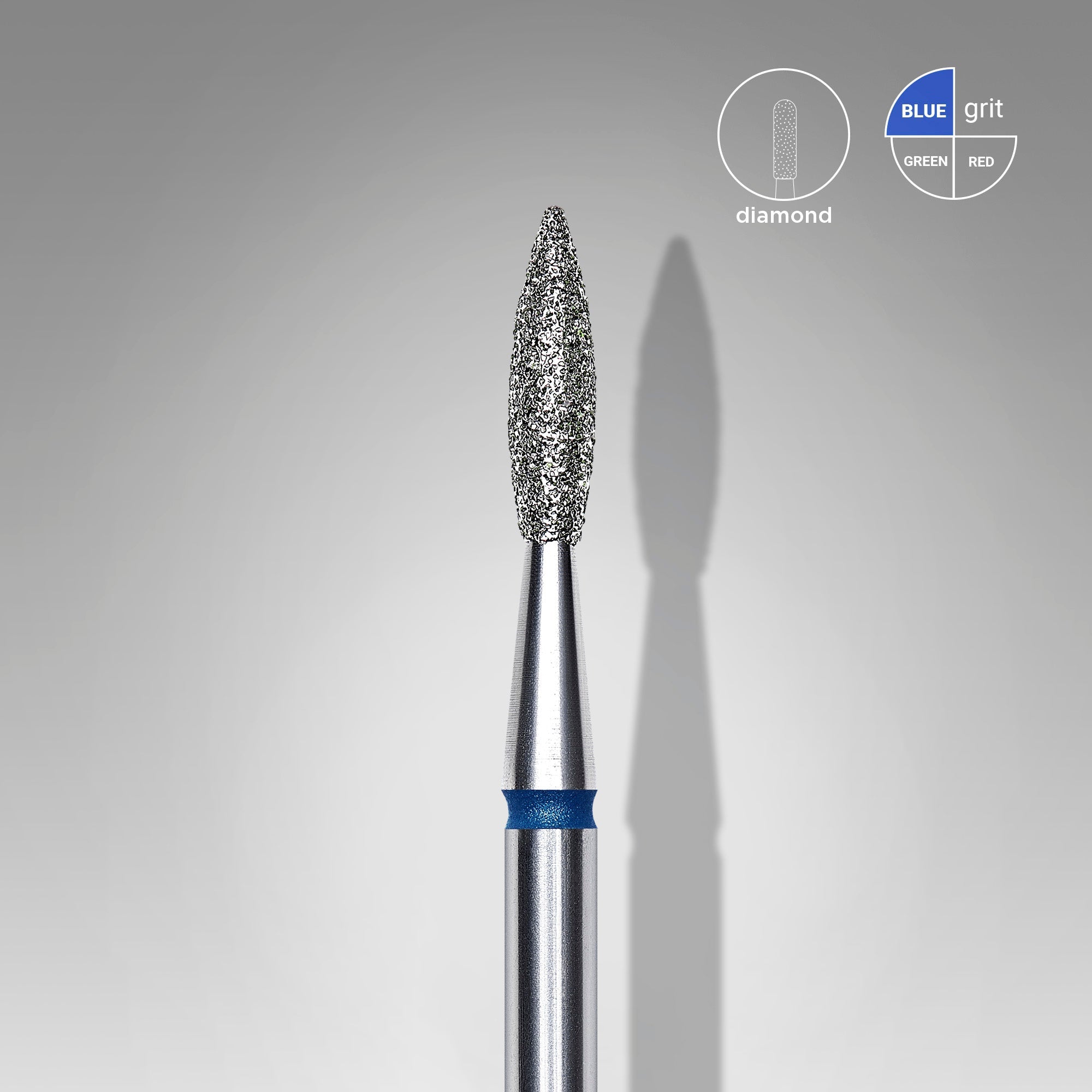 STALEKS EXPERT Frez diamentowy „płomień ostry” niebieski, średnica 2,1 mm, część robocza 8 mm