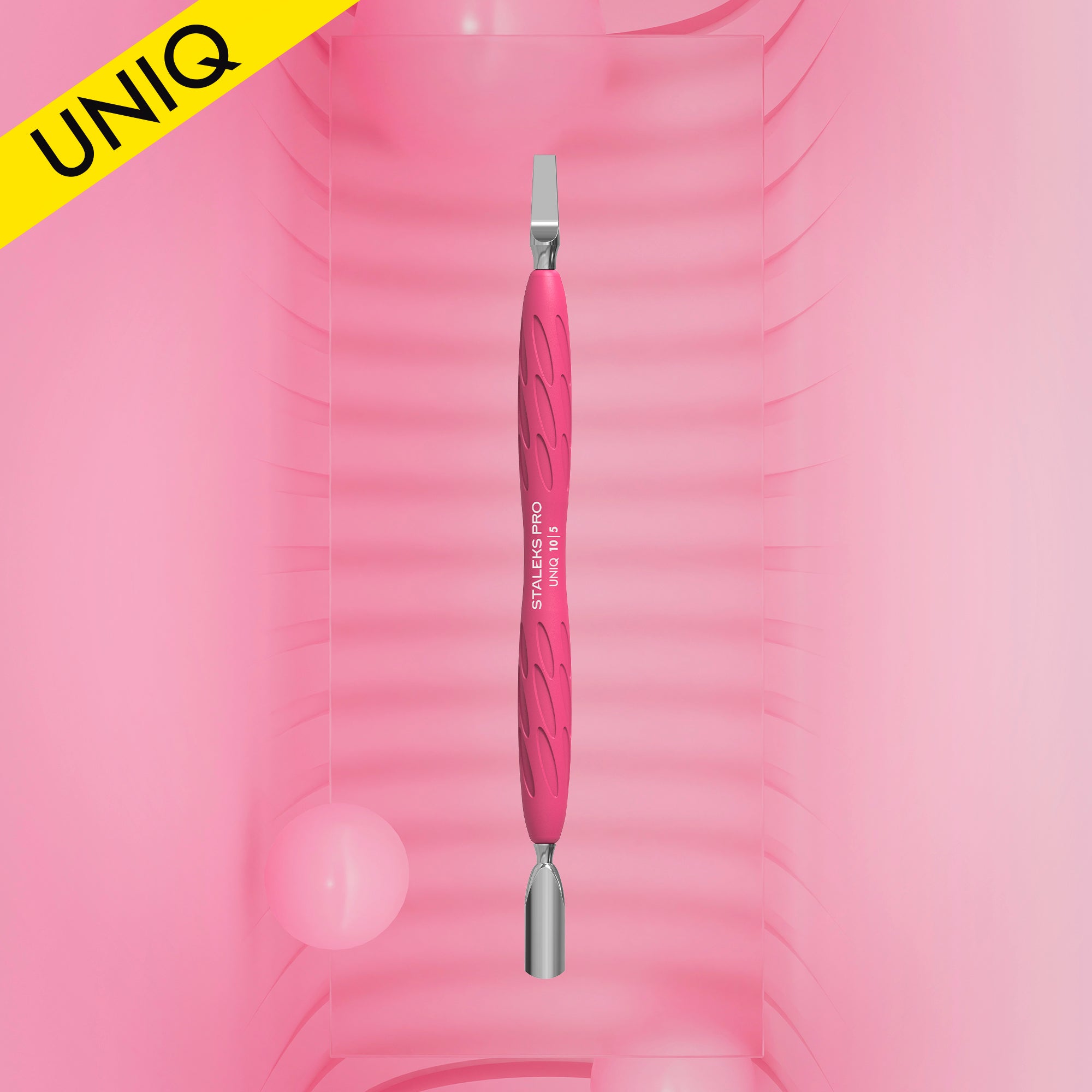 STALEKS UNIQ 10 TYPE 5 Gummy Pusher okrągły wąski i ostrze proste (Różowy)