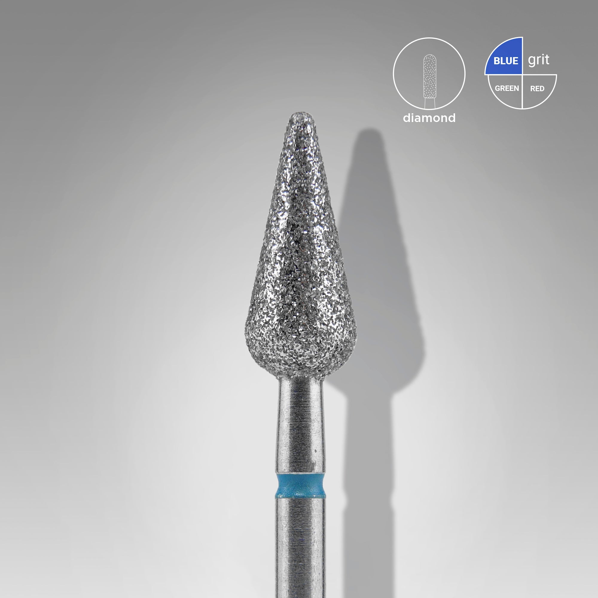 Frez diamentowy grusza ostra niebieska EXPERT średnica 5 mm / część pracująca 12 mm