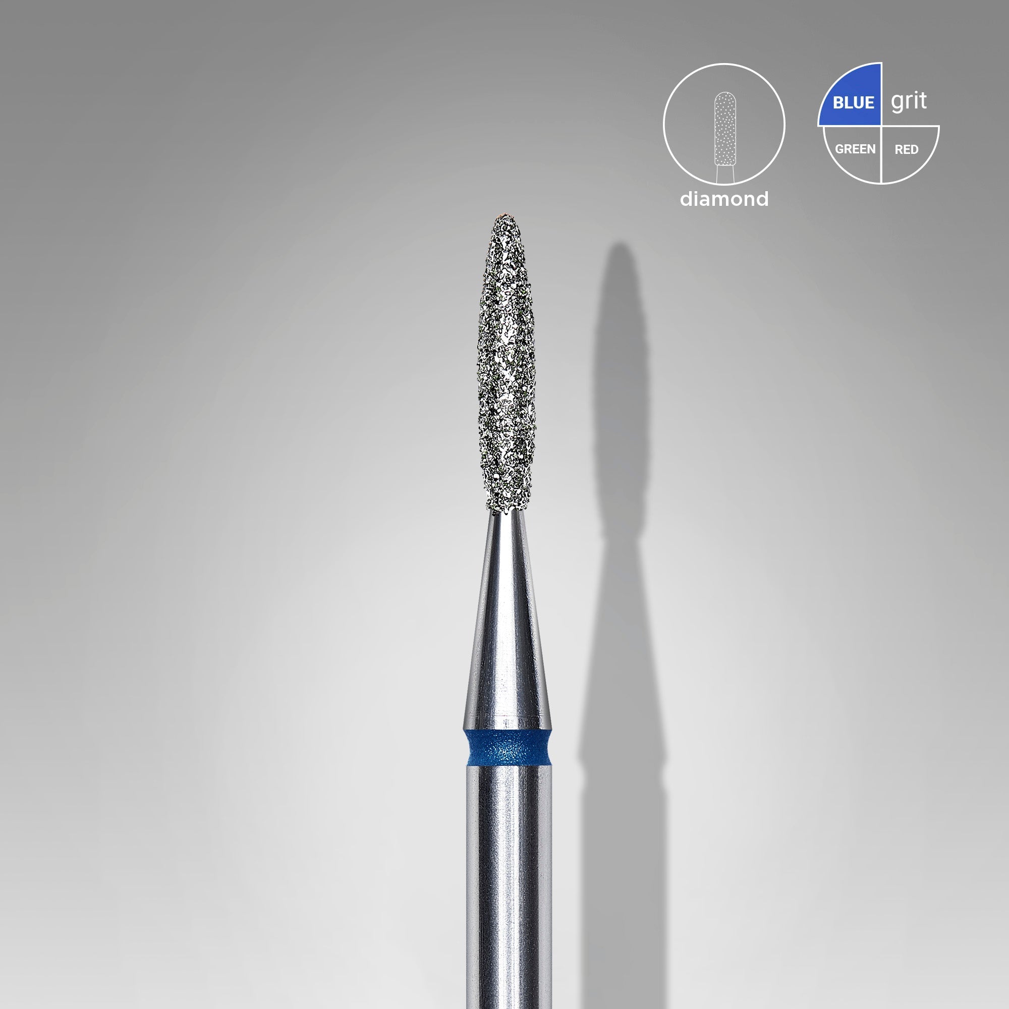 STALEKS EXPERT Frez diamentowy „płomień ostry” niebieski, średnica 1,6 mm, część robocza 8 mm
