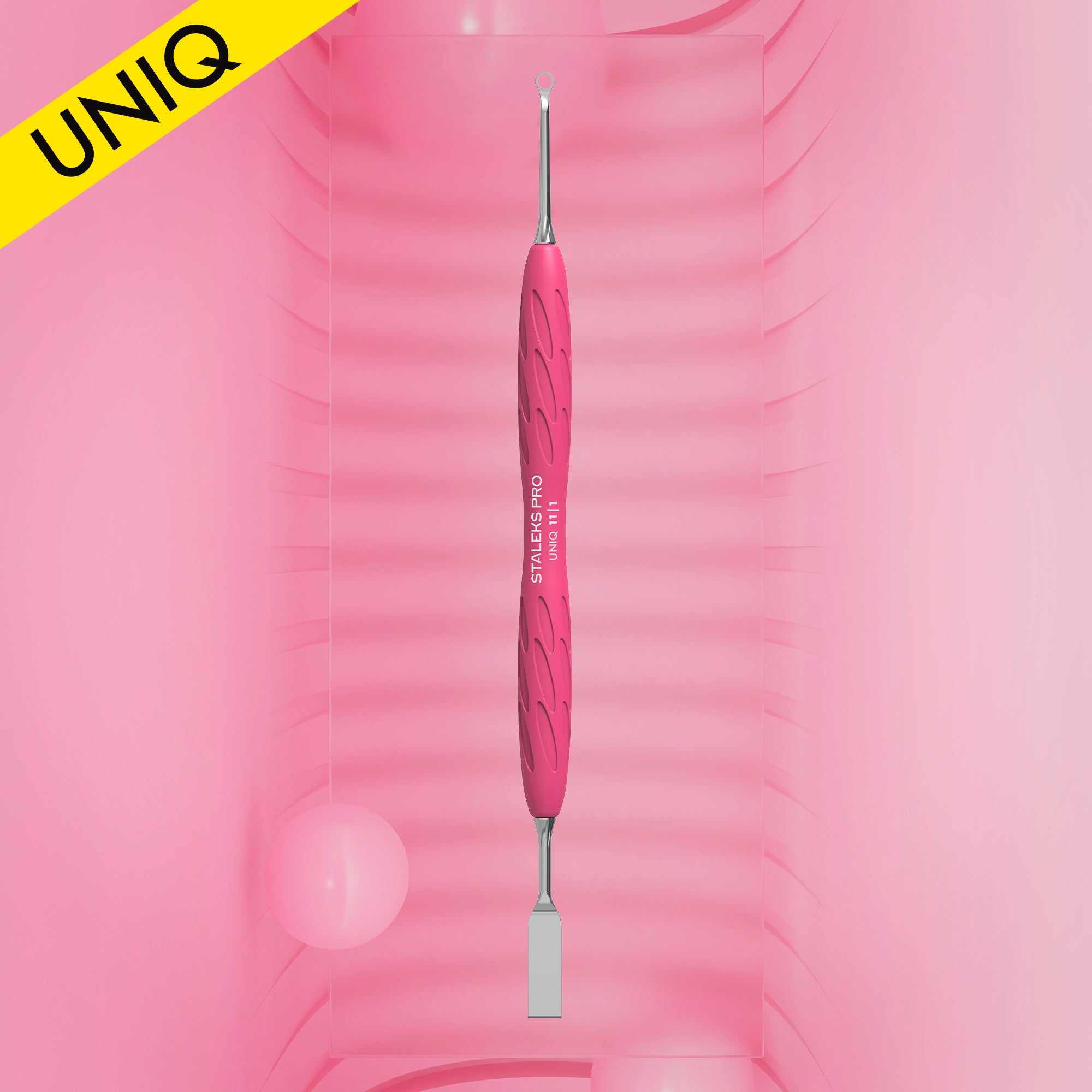 STALEKS UNIQ 11 TYPE 1 Gummy Pusher płaski prosty i pierścień (Żółty)