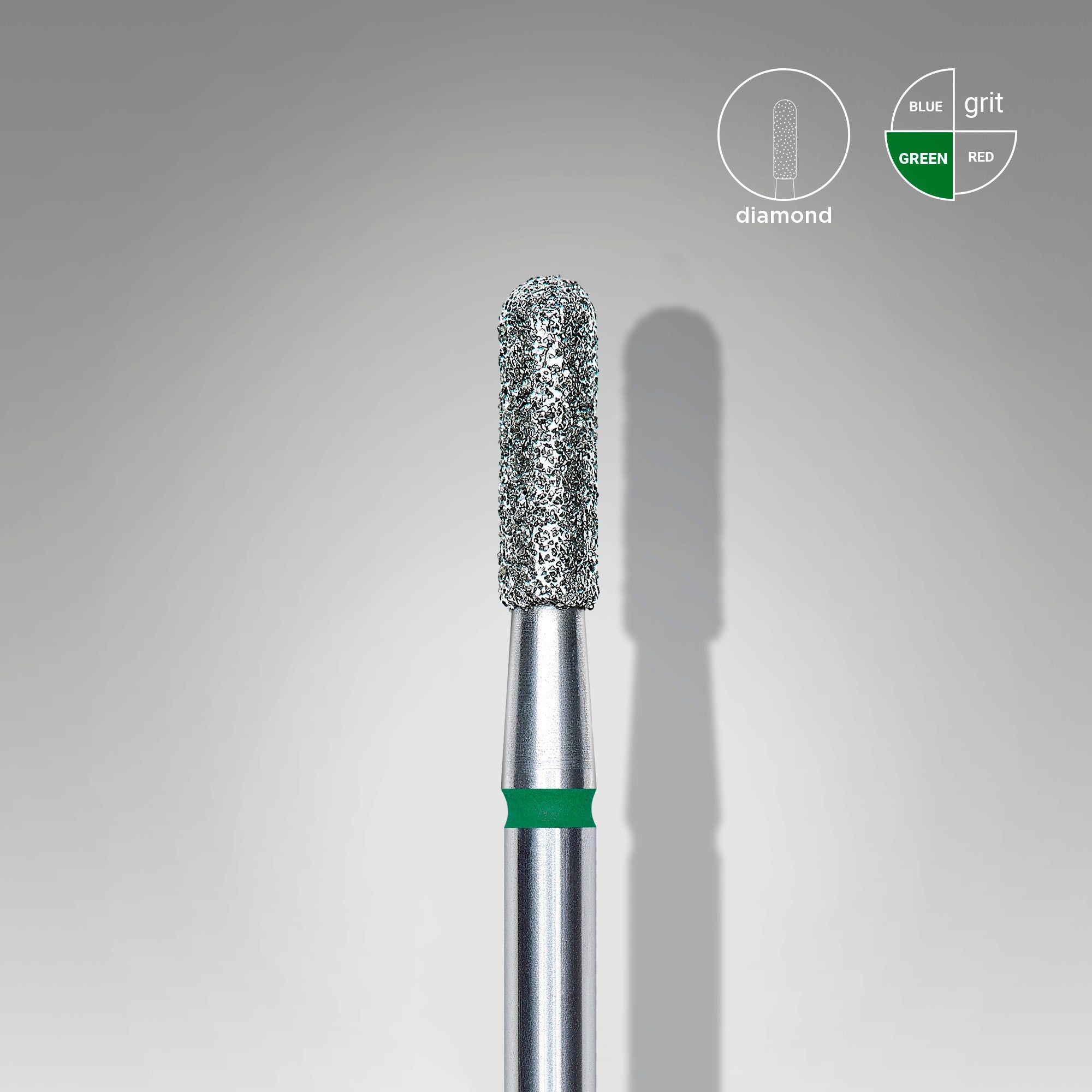 STALEKS EXPERT Frez diamentowy cylinder zaokrąglony zielony, średnica 2,3 mm, część robocza 8 mm