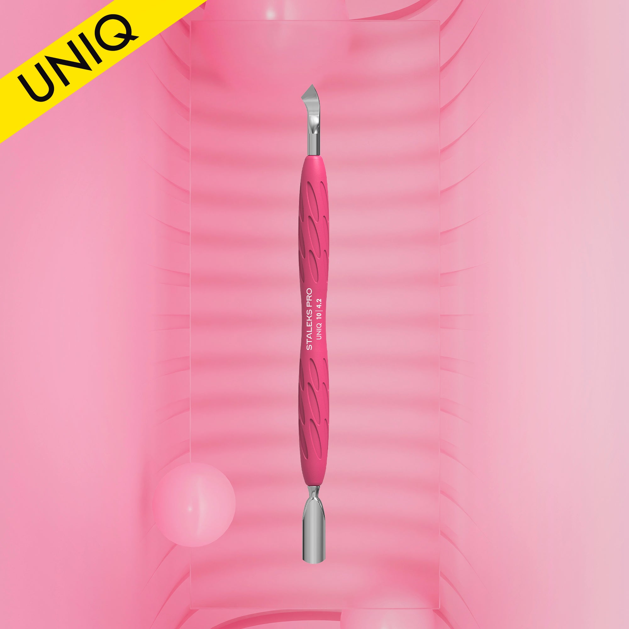 STALEKS UNIQ 10 TYPE 4.2 Gummy Pusher okrągły wąski i łopatka zakrzywiona (Różowy)