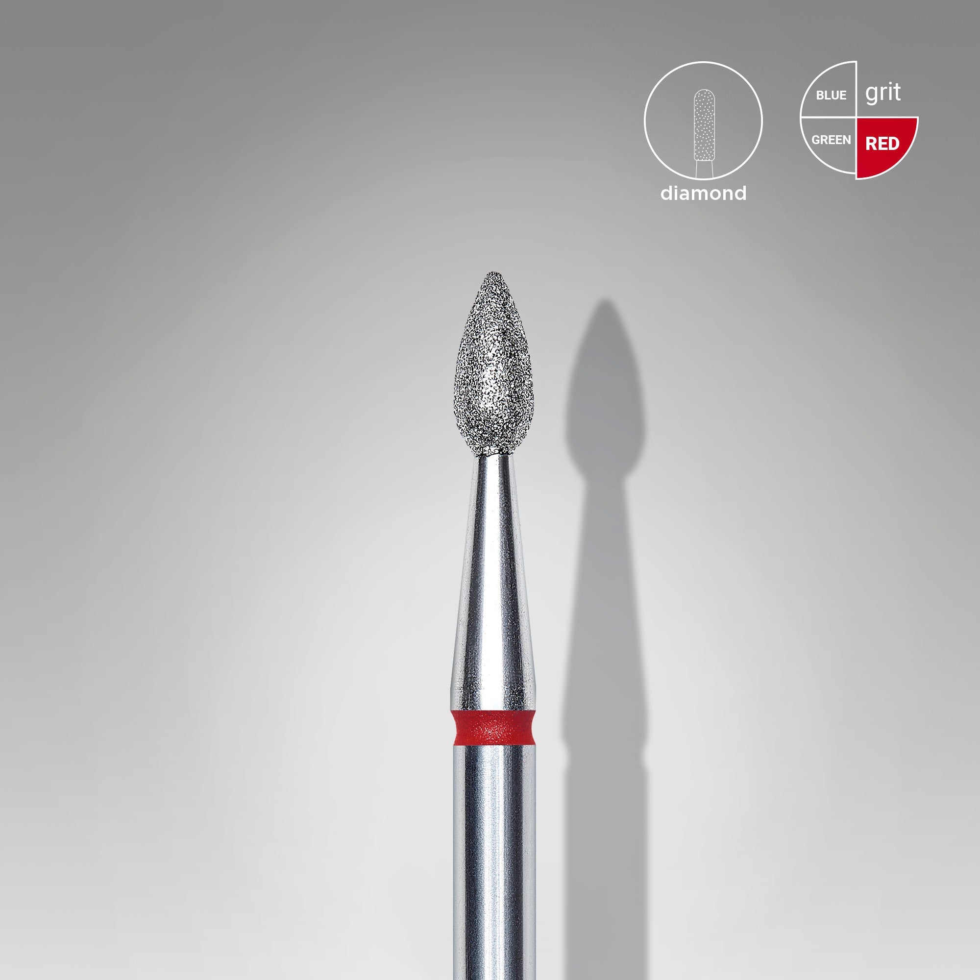 STALEKS EXPERT Frez diamentowy typu „kropla” czerwony, średnica 2,3 mm, część robocza 5 mm