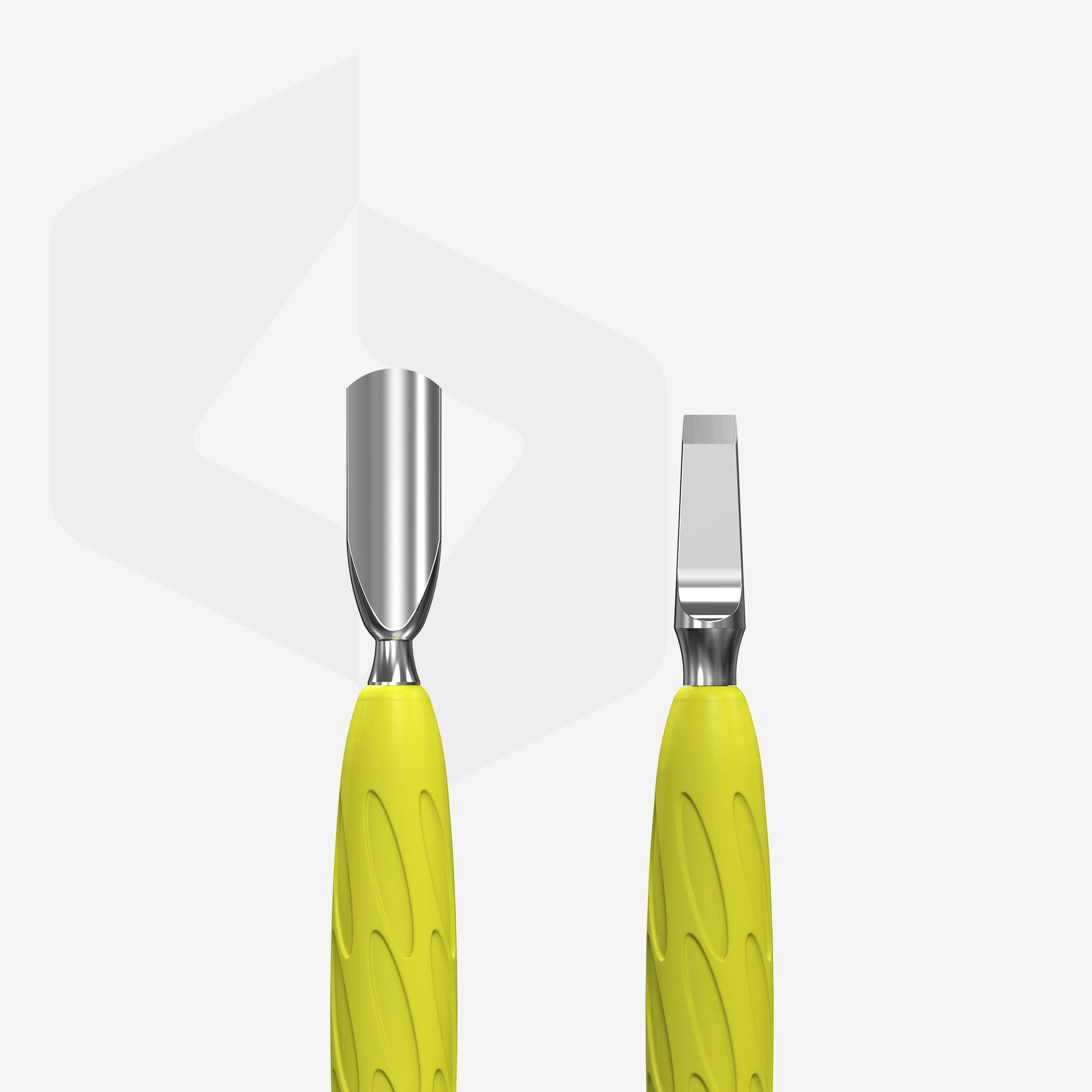 Kopytko do manicure Gummy z silikonową rękojeścią UNIQ 10 TYPE 5 (popychacz wąski zaokrąglony i ostrze proste)