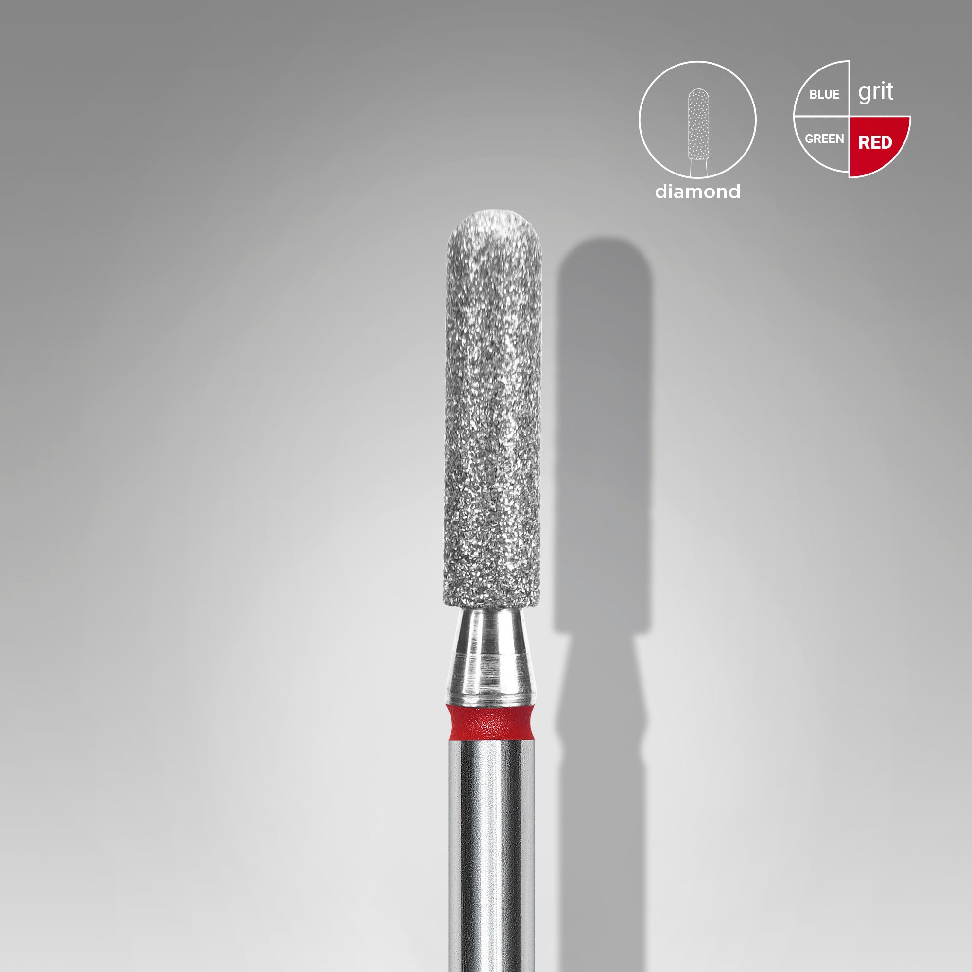 STALEKS EXPERT Frez diamentowy cylinder zaokrąglony czerwony, średnica 2,5 mm, część robocza 10 mm