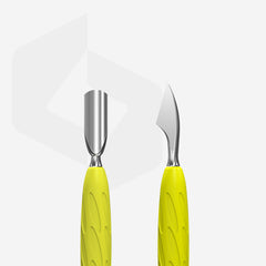 Kopytko do manicure Gummy z silikonową rękojeścią UNIQ 10 TYPE 3 (popychacz wąski zaokrąglony i toporek)