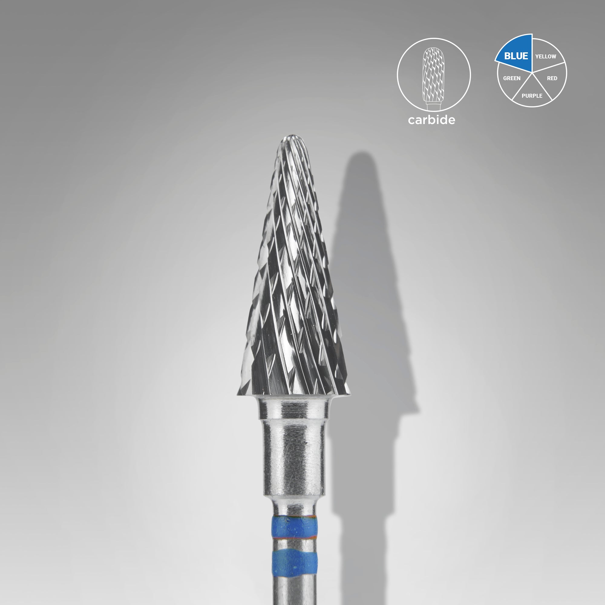 STALEKS EXPERT Freza węglikowa dla osób leworęcznych „stożek” niebieska, średnica 6 mm, część robocza 14 mm