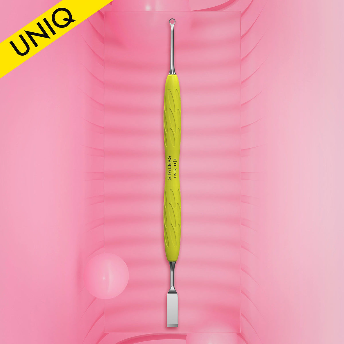 STALEKS UNIQ 11 TYPE 1 Gummy Pusher płaski prosty i pierścień (Różowy)