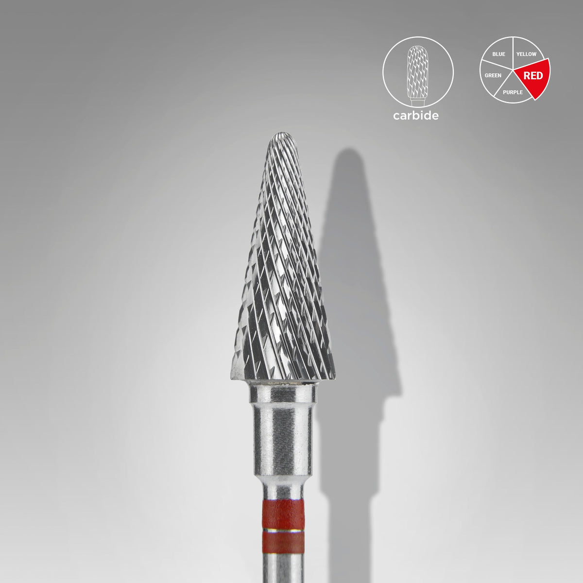 STALEKS EXPERT Frez węglikowy dla osób leworęcznych „stożek” czerwony, średnica 6 mm, część robocza 14 mm