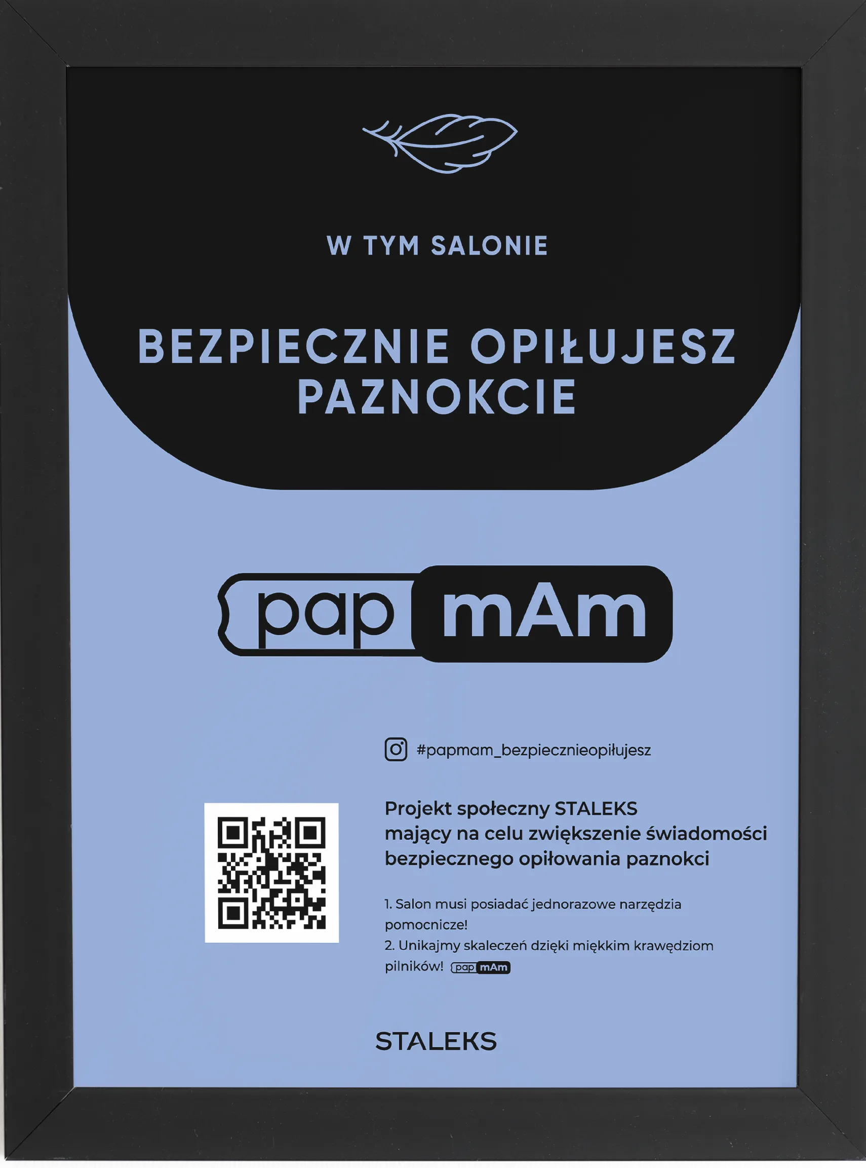 Certyfikat „Bezpieczne opiłowanie” papmAm w ramie