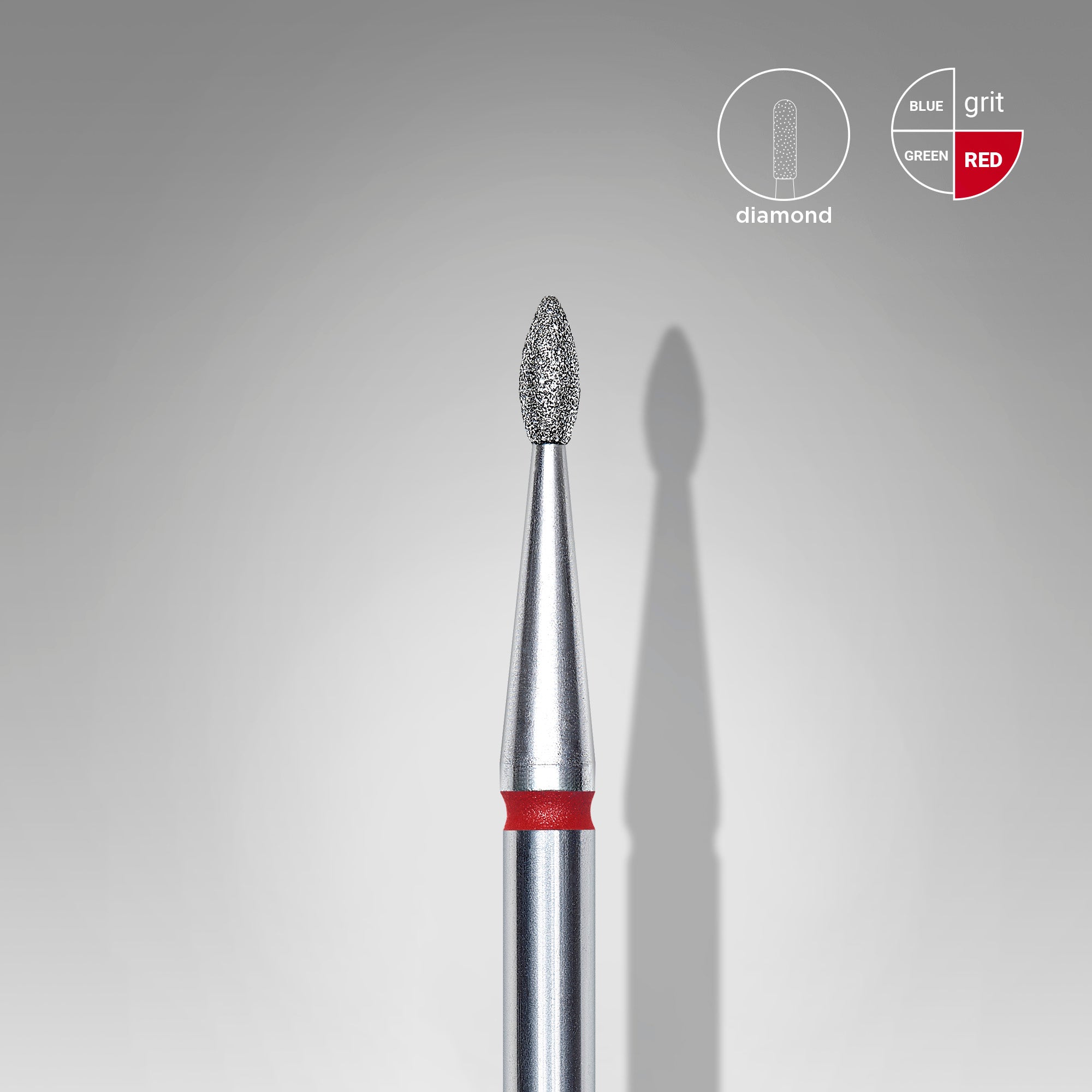 STALEKS EXPERT Frez diamentowy typu „kropla” czerwony, średnica 1,6 mm, część robocza 4 mm