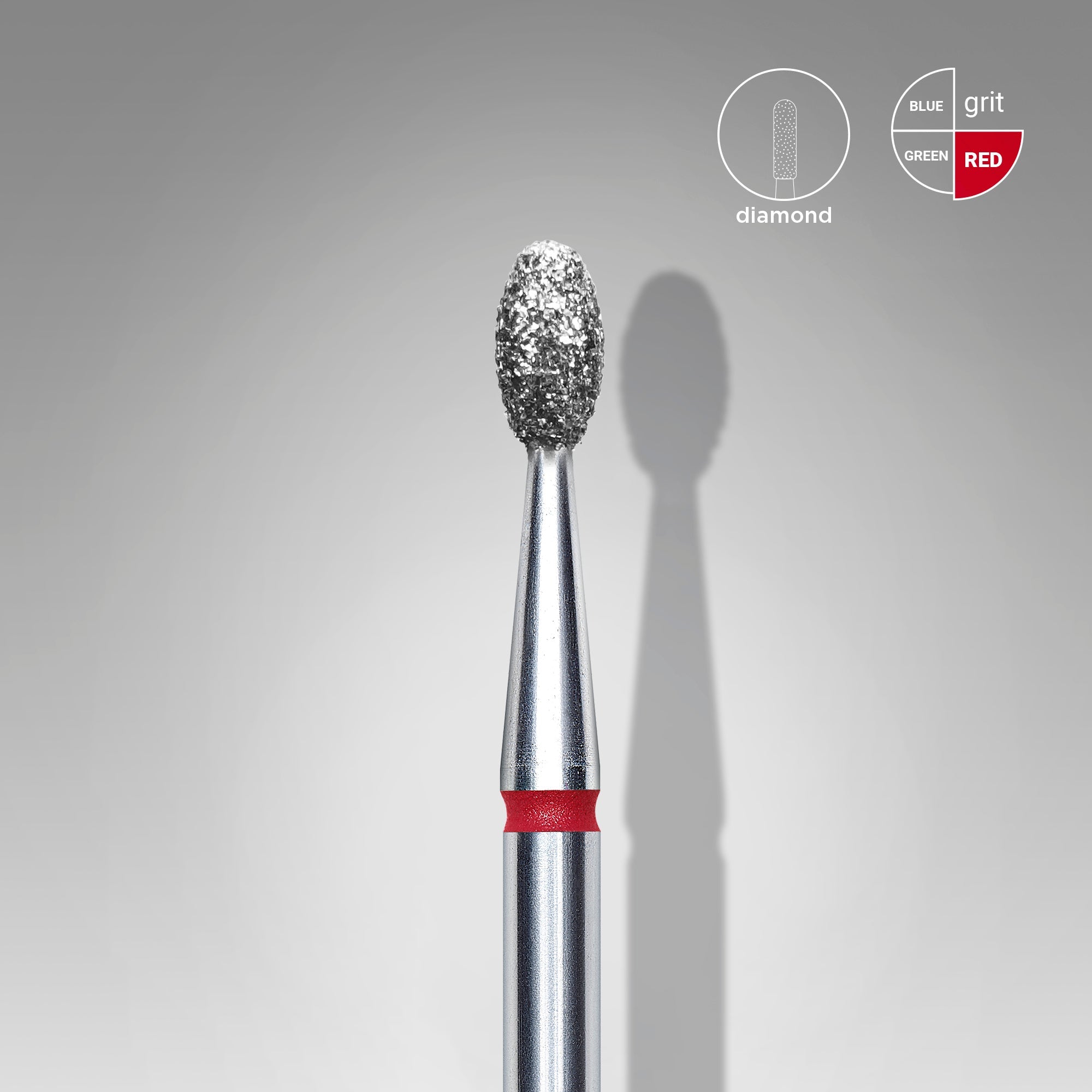STALEKS EXPERT Frez diamentowy „oliwka” czerwony, średnica 2,5 mm, część robocza 5 mm
