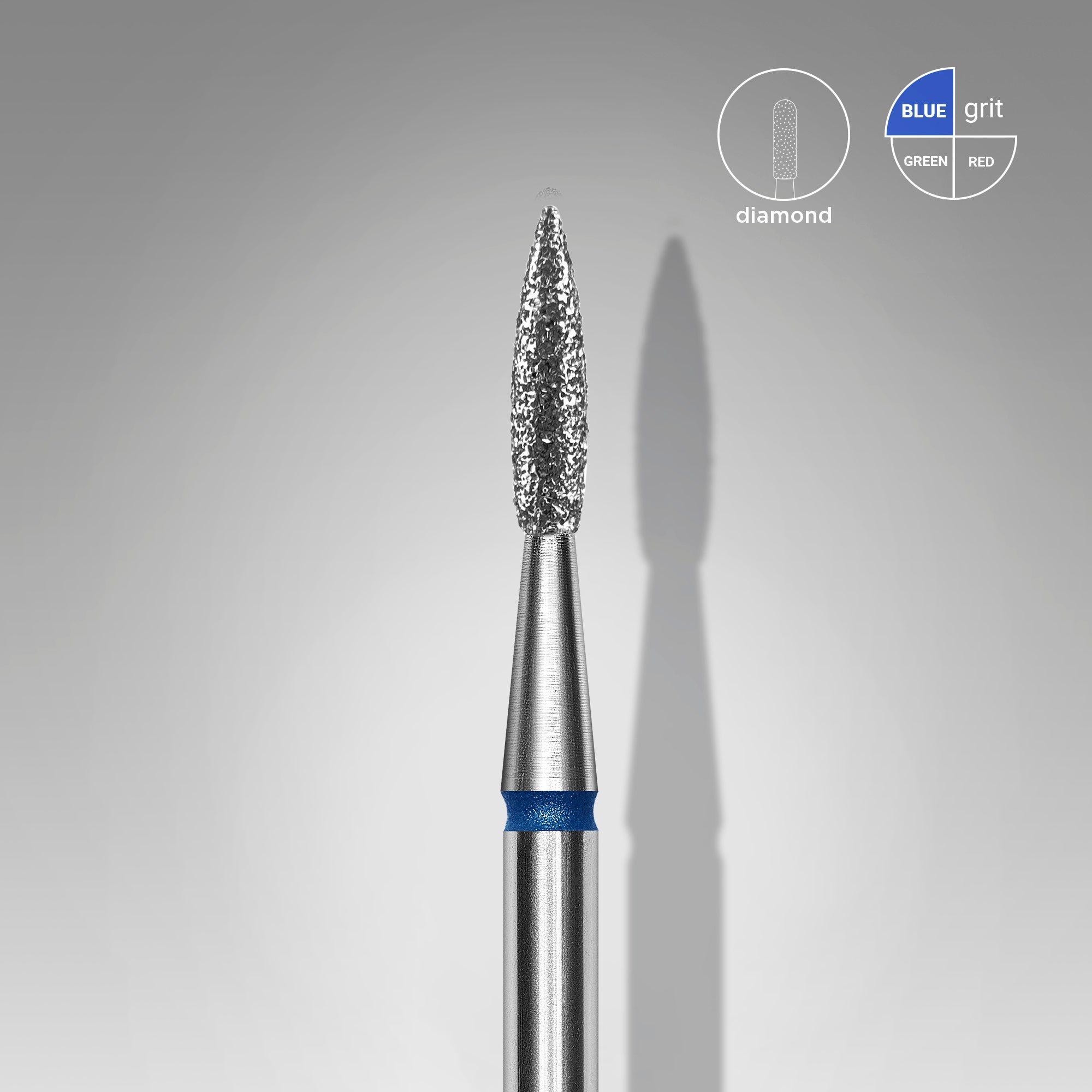 STALEKS EXPERT Frez diamentowy „płomień ostry” niebieski, średnica 1,8 mm, część robocza 8 mm