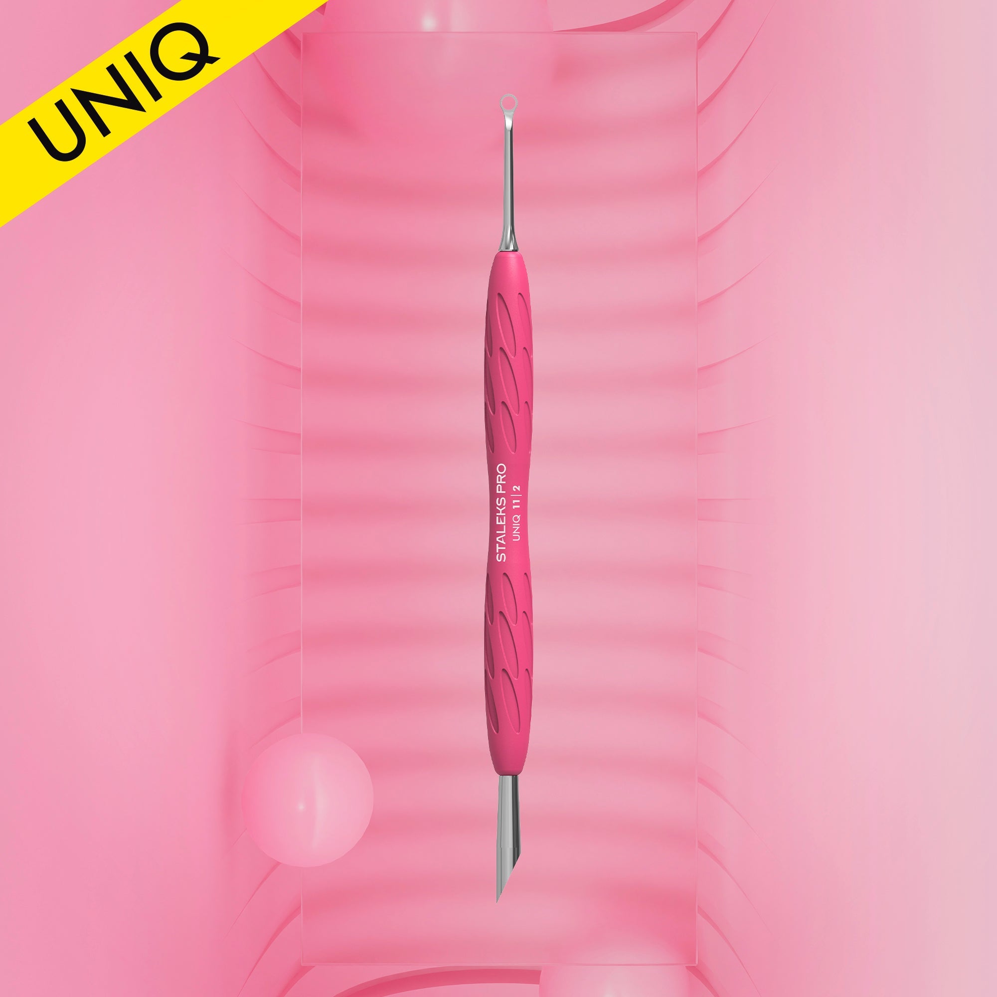 STALEKS UNIQ 11 TYPE 2 Gummy Pusher skośny i pierścień (Różowy)