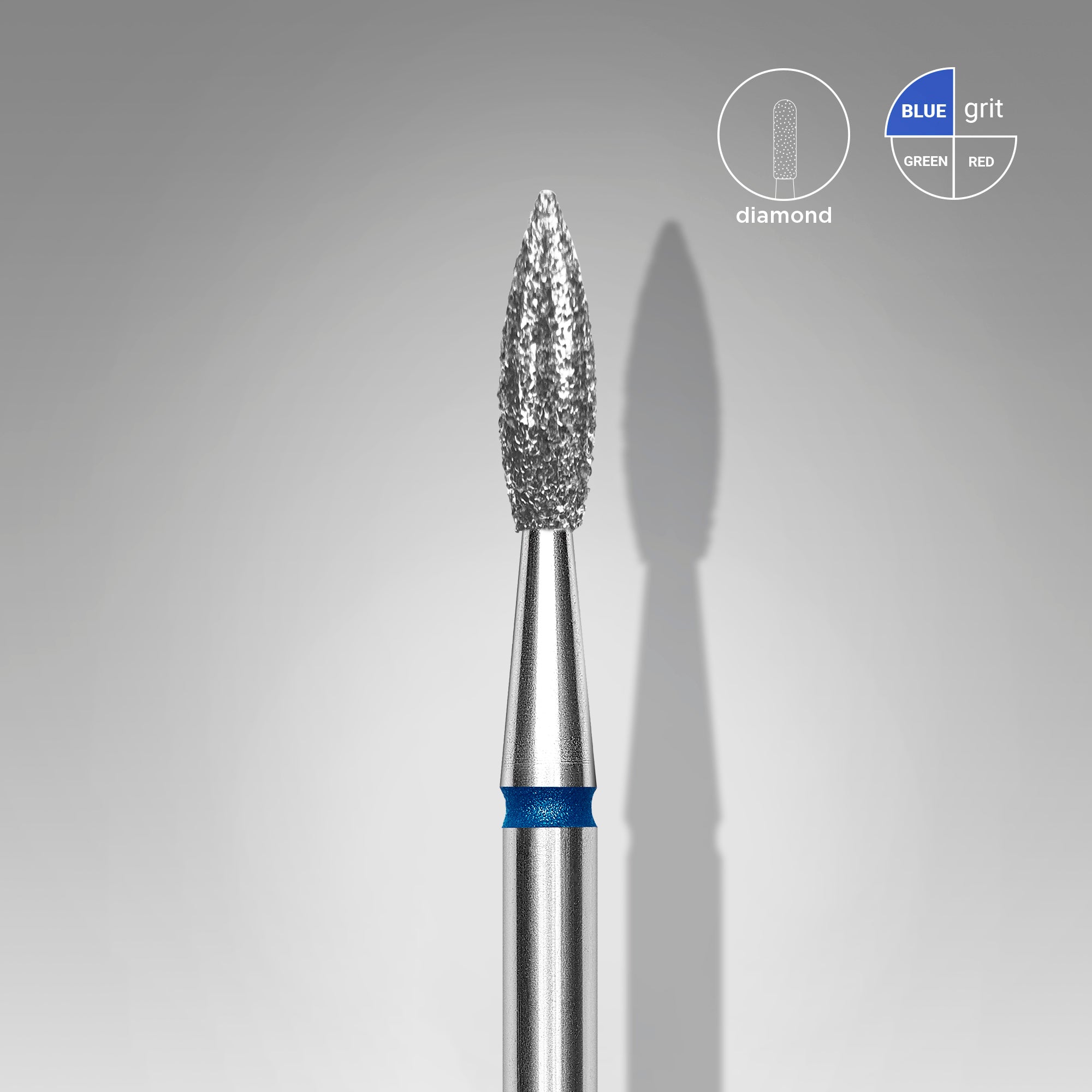STALEKS EXPERT Frez diamentowy „płomień ostry” niebieski, średnica 2,3 mm, część robocza 8 mm
