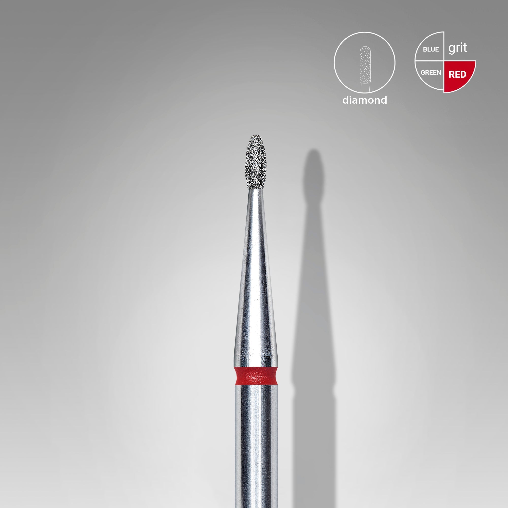 STALEKS EXPERT Frez diamentowy „pączek zaokrąglony” czerwony, średnica 1,2 mm, część robocza 3 mm