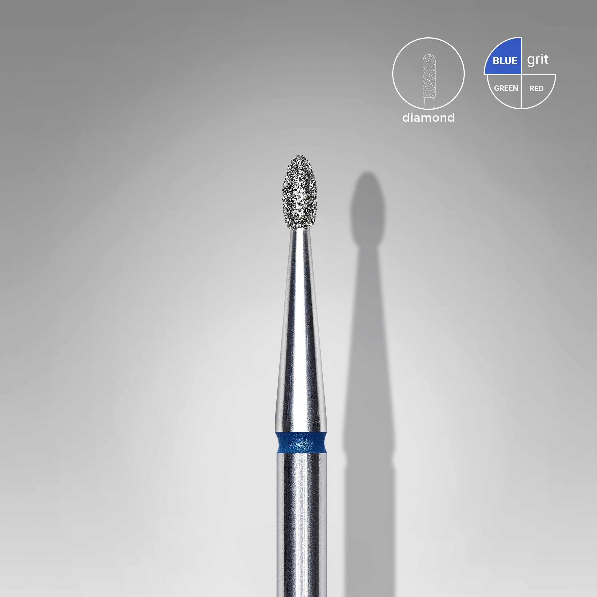 STALEKS EXPERT Frez diamentowy «Pączek zaokrąglony» niebieski, średnica 1,6 mm, część robocza 3,4 mm