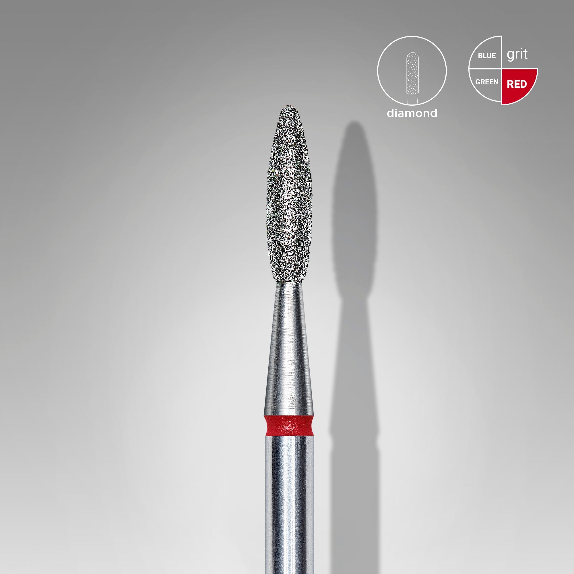 STALEKS EXPERT Frez diamentowy „Płomień” czerwony, średnica 2,1 mm, część robocza 8 mm