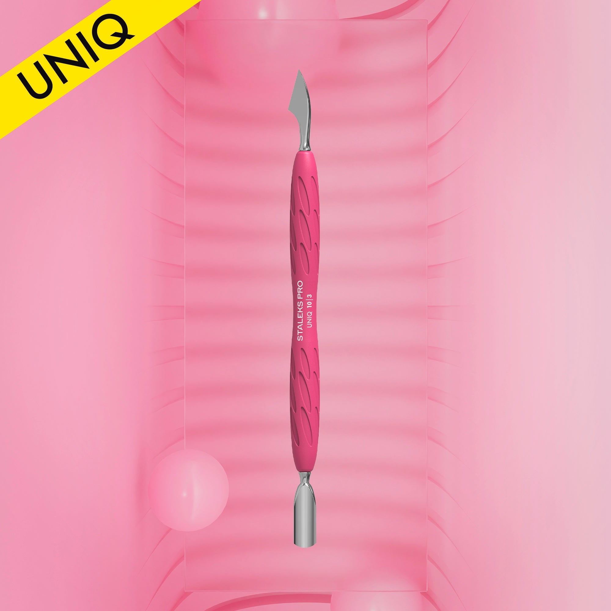 STALEKS UNIQ 10 TYPE 3 Gummy Pusher okrągły wąski i toporek (Różowy)