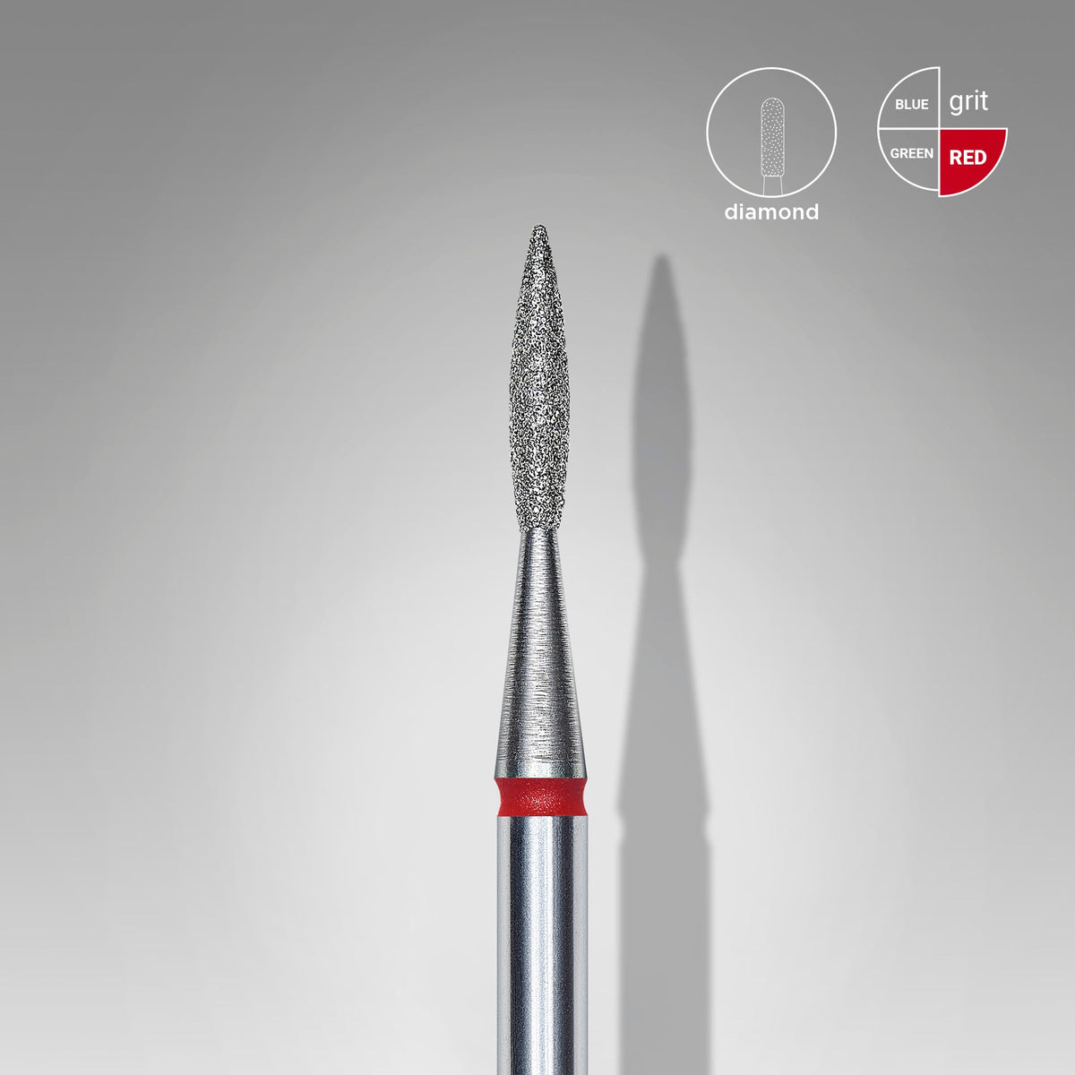 STALEKS EXPERT Frez diamentowy „płomień ostry” czerwony, średnica 1,6 mm, część robocza 8 mm