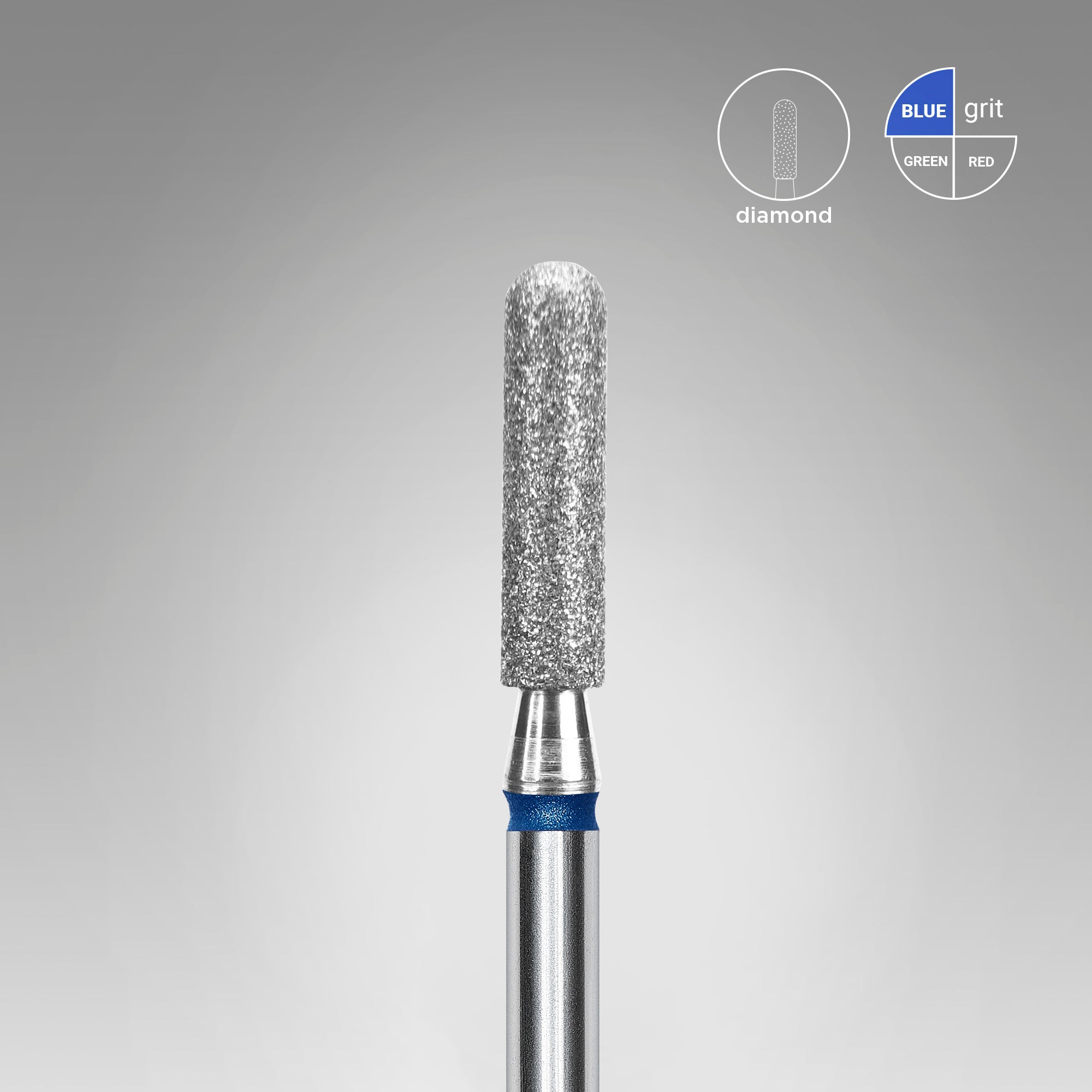 STALEKS EXPERT Frez diamentowy cylinder zaokrąglony niebieski, średnica 2,5 mm, część robocza 10 mm