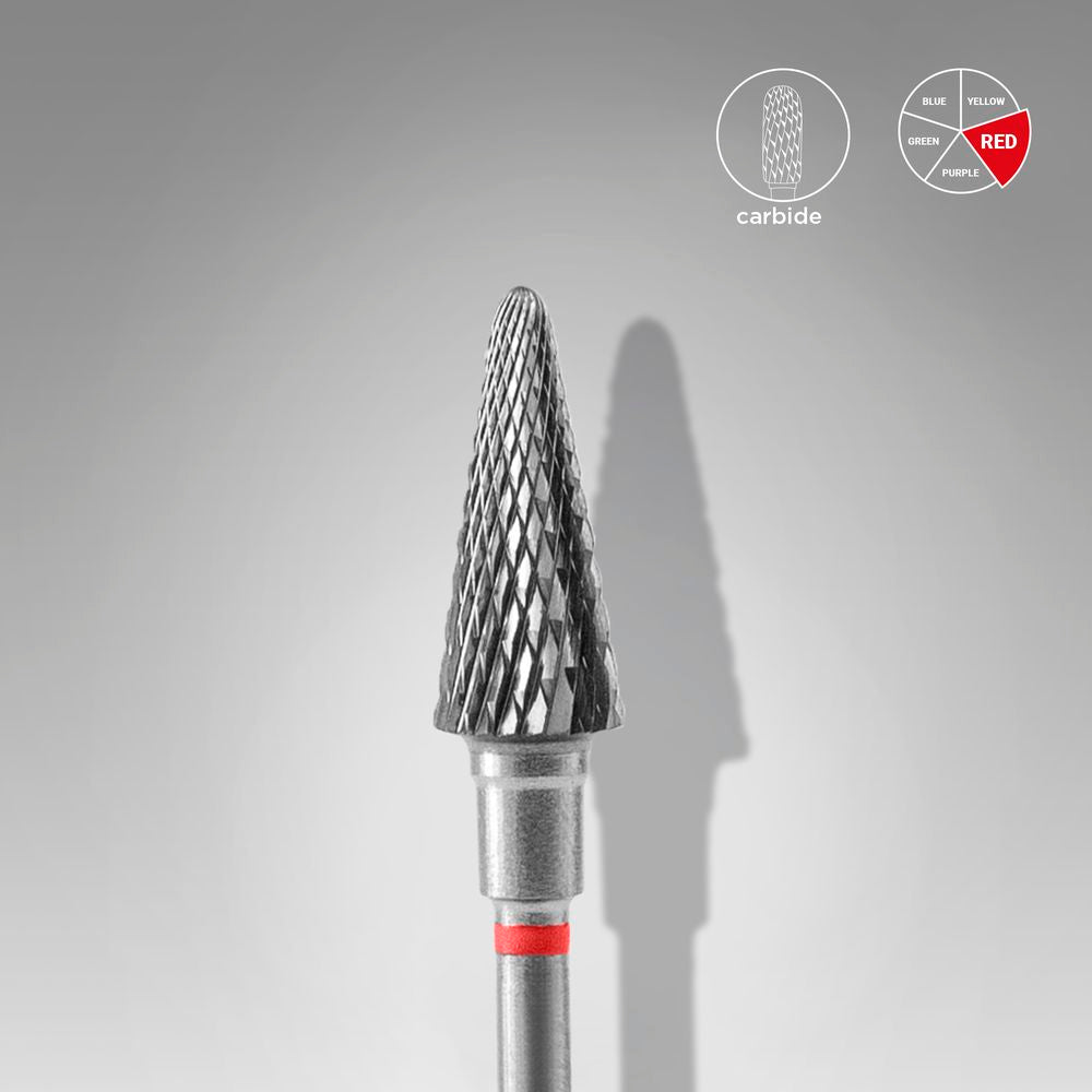 STALEKS EXPERT Frez z węglików spiekanych „stożek” czerwony, średnica 6 mm, część robocza 14 mm