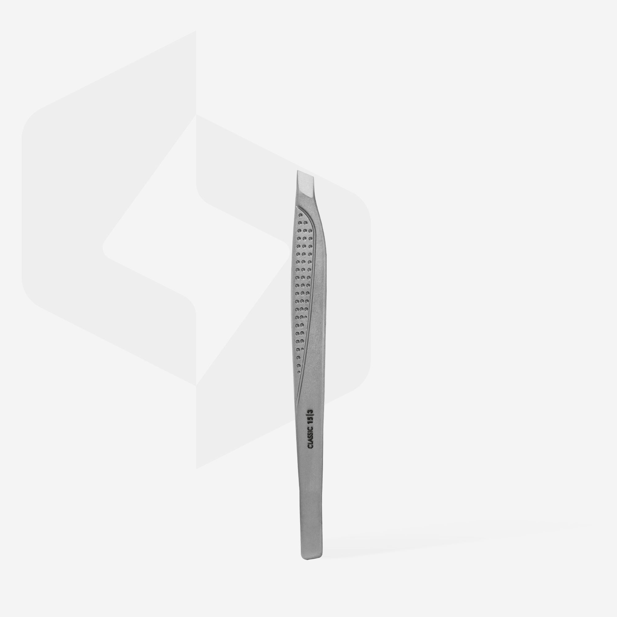 STALEKS CLASSIC 15 TYPE 3 Пінцет для брів широкий скошений