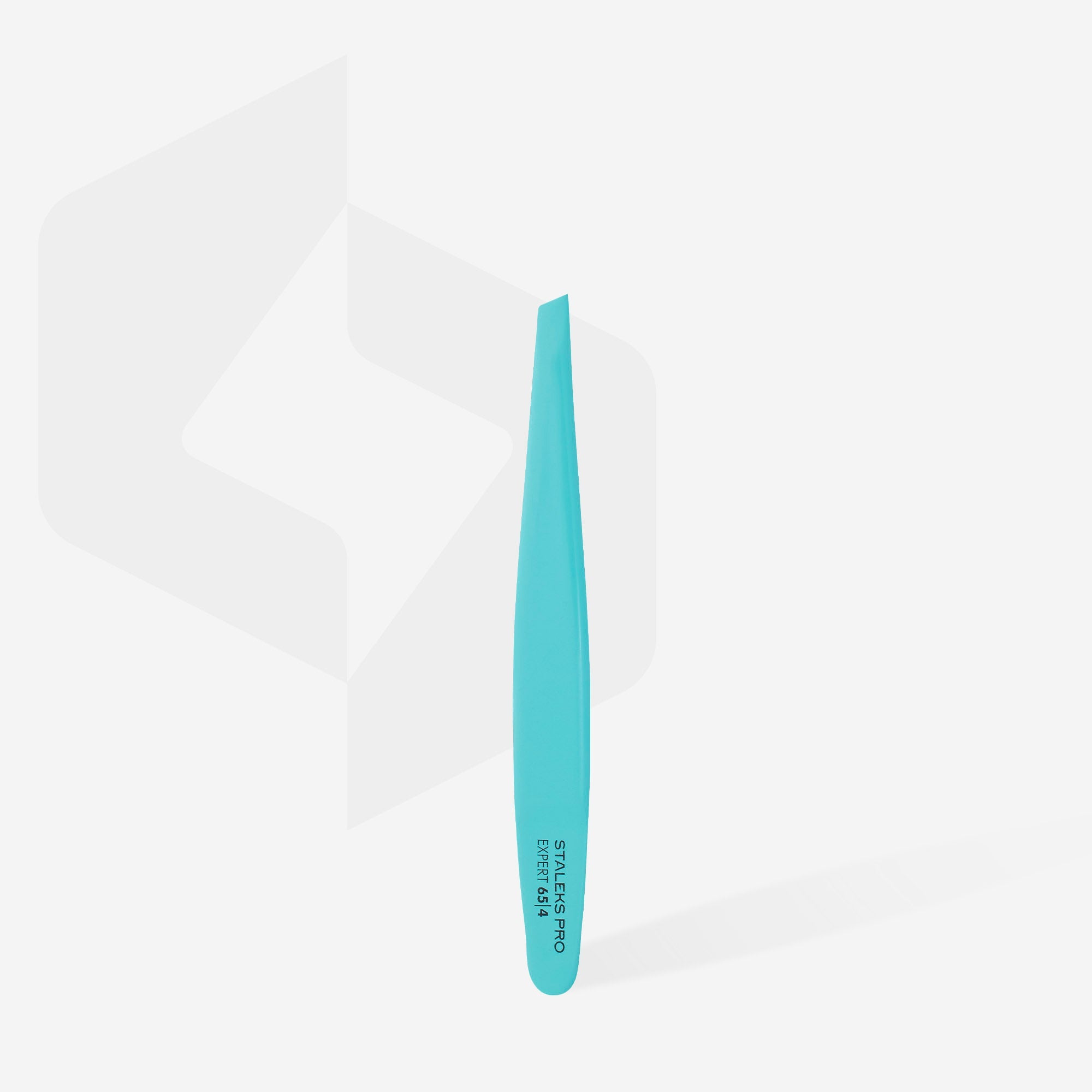 Синій пінцет для брів EXPERT 65 TYPE 4 (вузький косий)