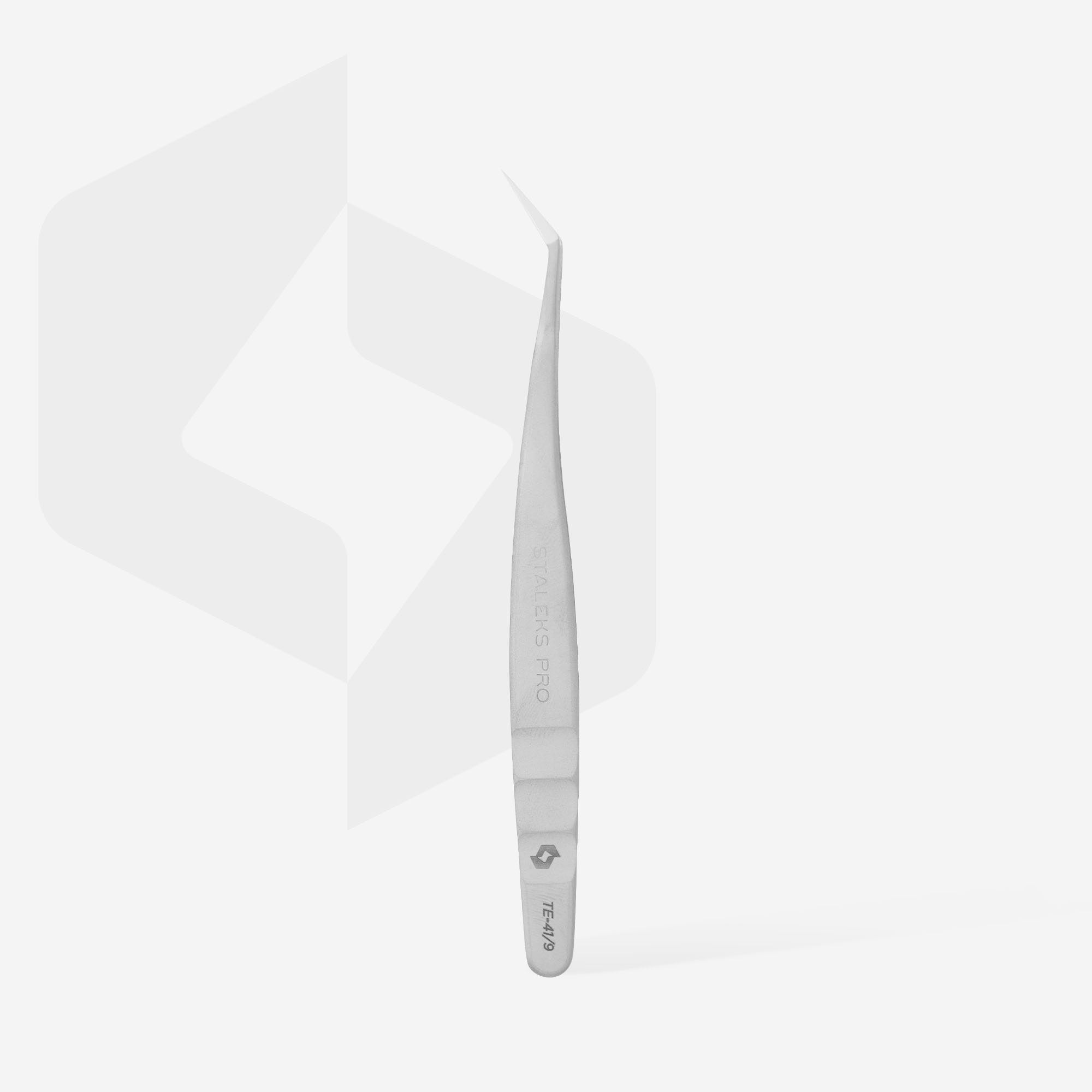 STALEKS EXPERT 41 TYPE 9 Професійний пінцет для нарощування вій, L-образний, 35'