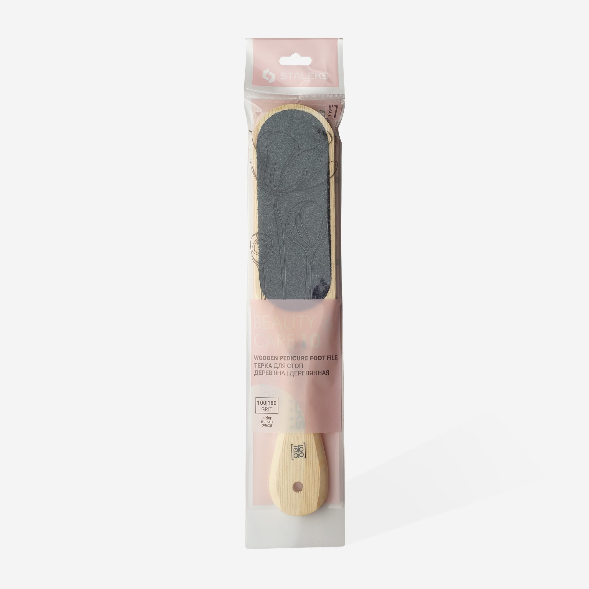 STALEKS BEAUTY & CARE 10 TYPE 1 Dwustronna tarka do stóp drewniana, 100/180 grit