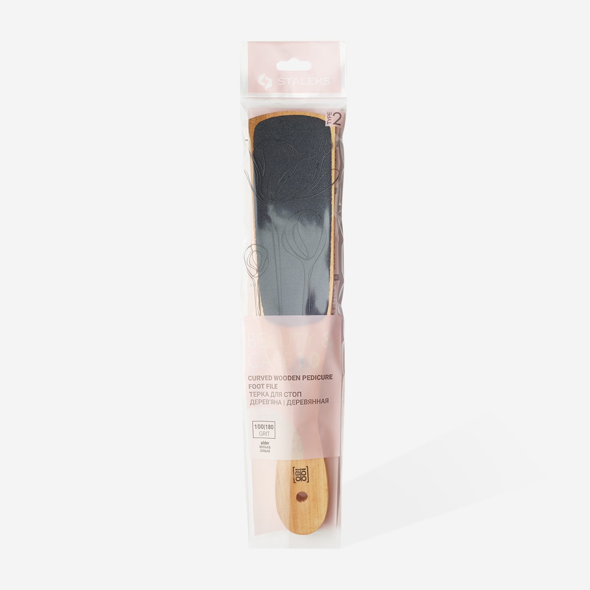STALEKS BEAUTY & CARE 10 TYPE 2 Dwustronna tarka do stóp drewniana, 100/180 grit